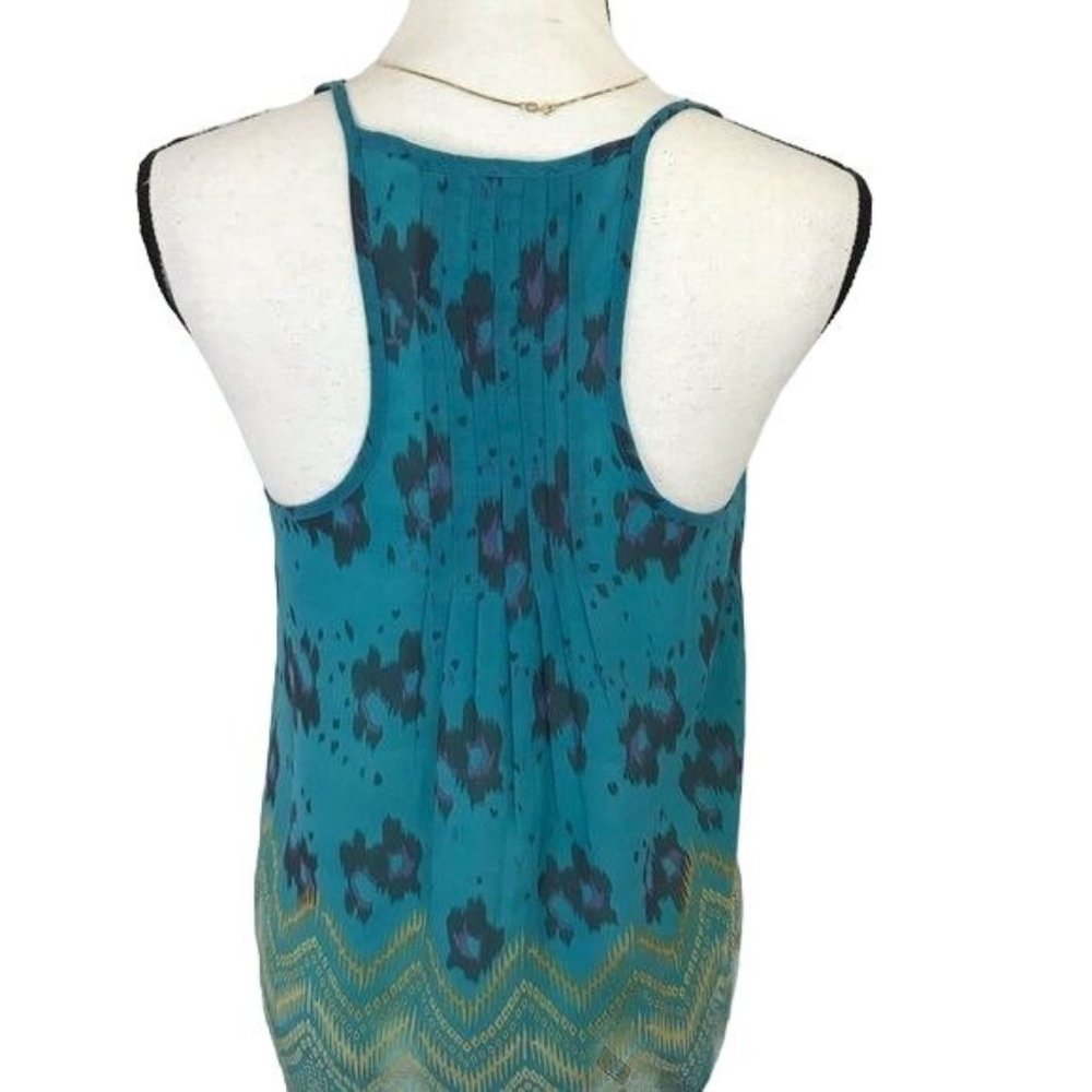 MM Couture Womens Blue Green Watercolor Print Halter Lined Sleeveless Blouse S - Picture 5 of 8